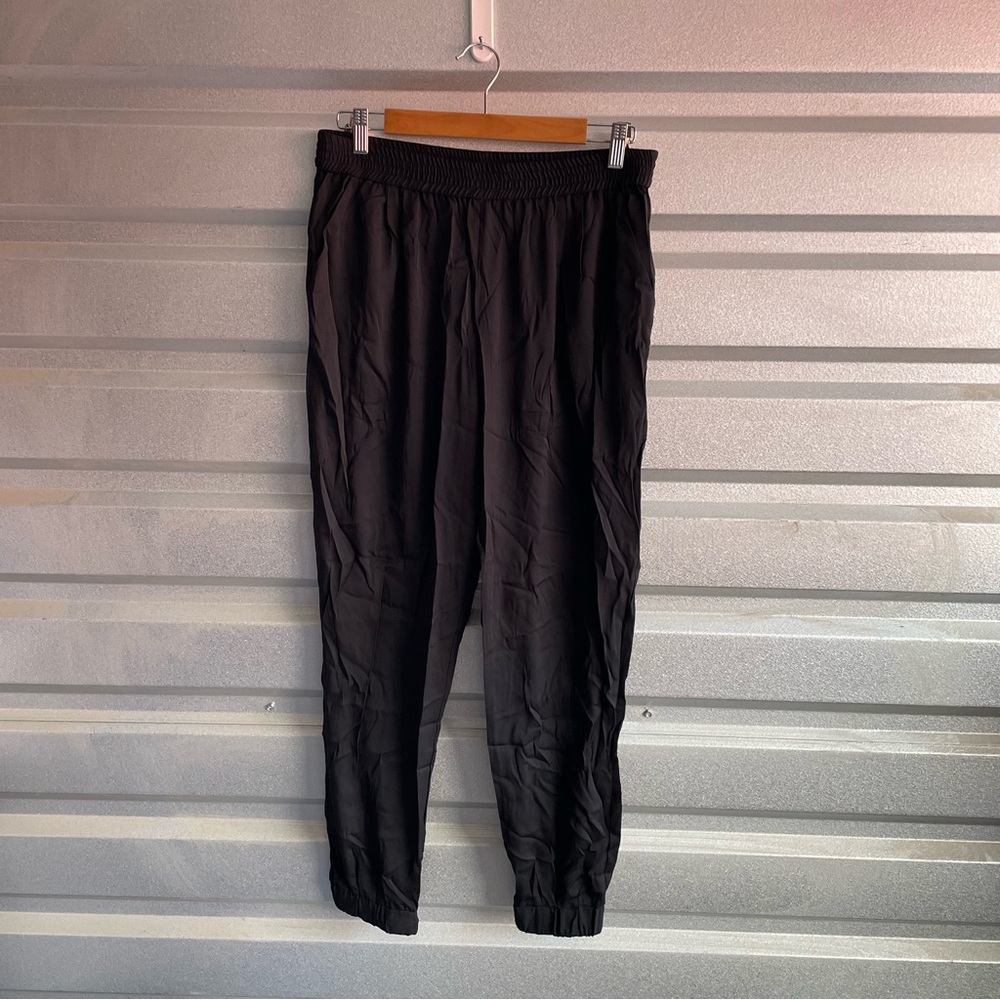 Diane Von Furstenberg black silk jogger pant